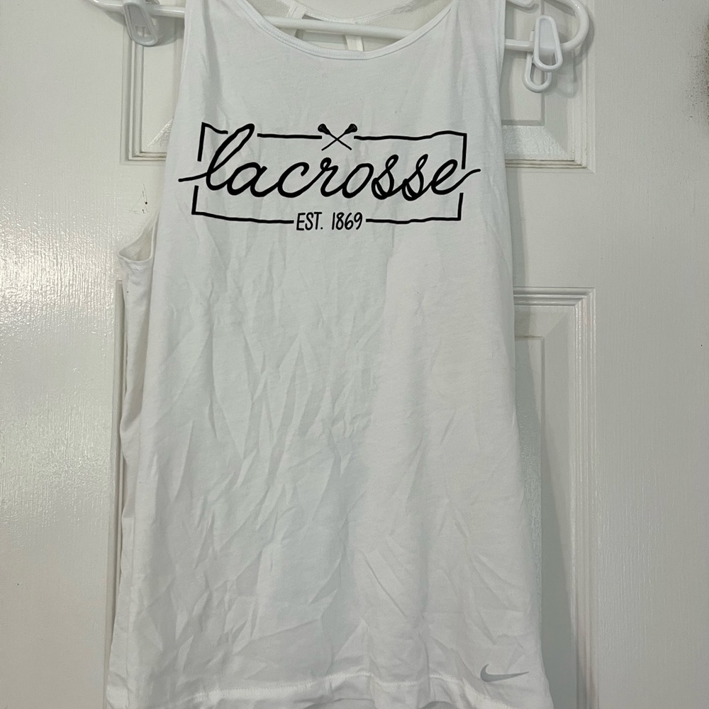 White Nike lacrosse tank top